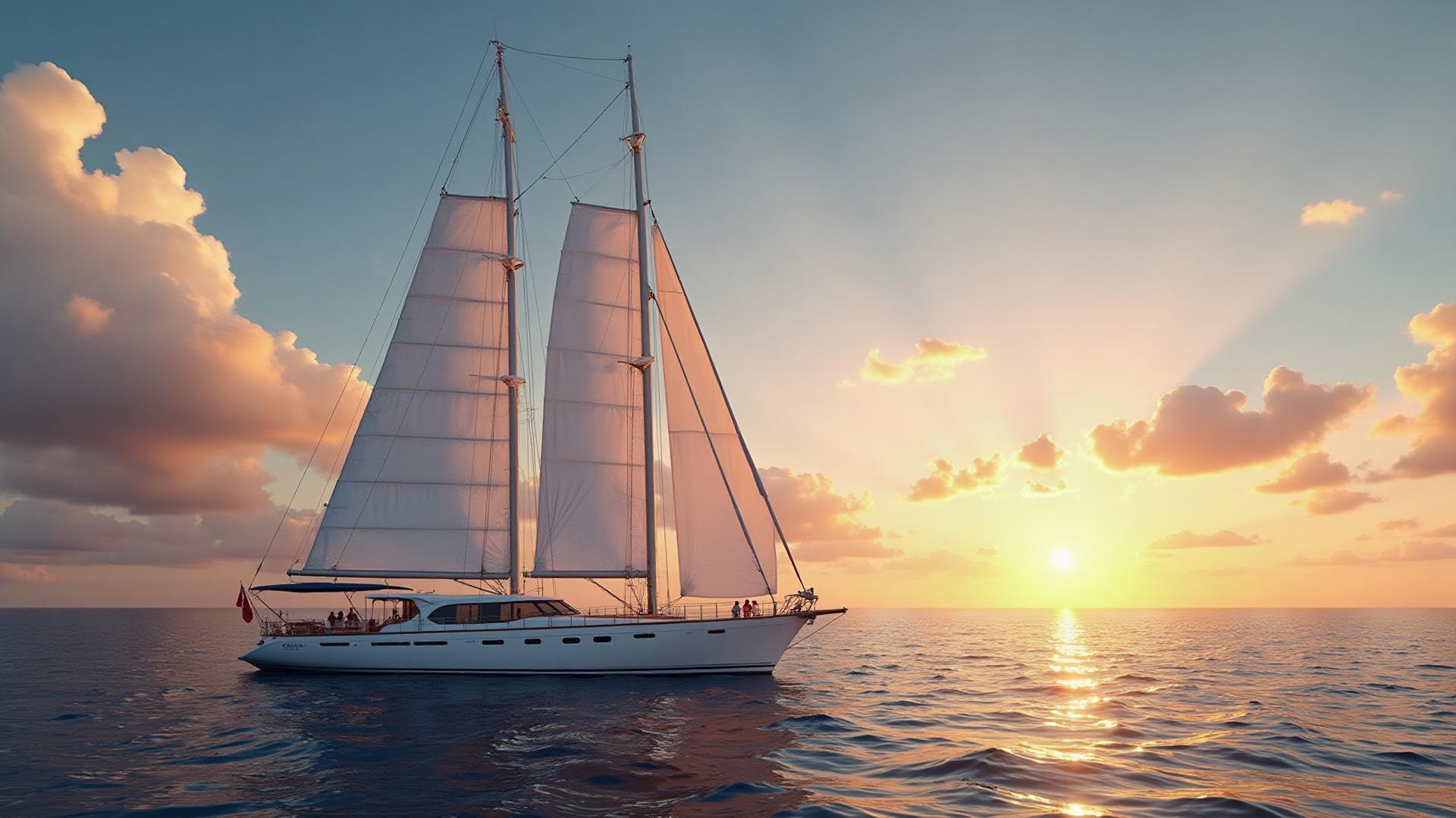 Sailing boat at sunset